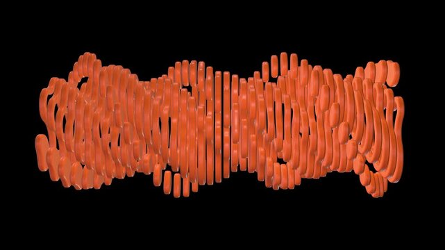 Abstract orange ribbon wave loop animation on transparent background