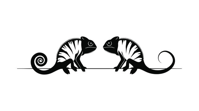 Chameleon vector illustration of lizards facing each