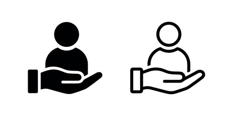 Plakat Human resources and user management icon with hand holding person