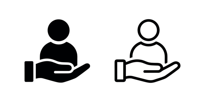 Human resources and user management icon with hand holding person