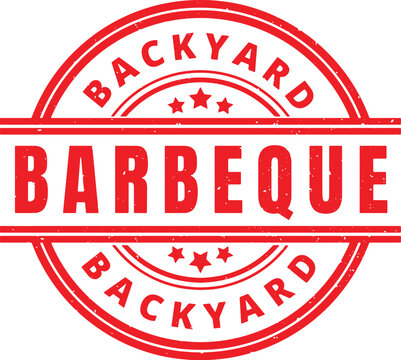 BACKYARD BARBEQUE Red Round Rubber Stamp Badge Vector