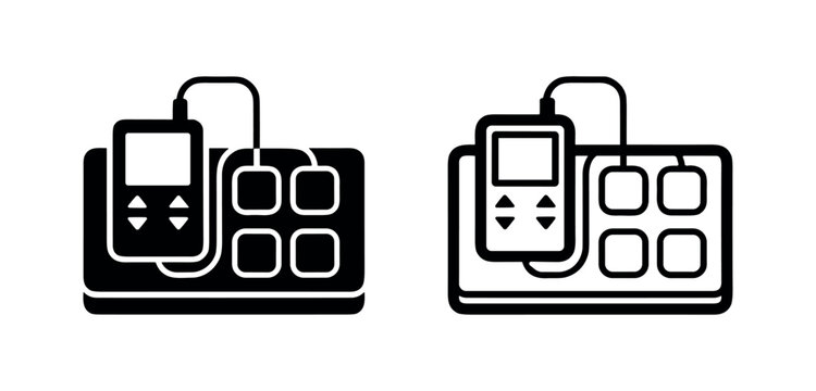 TENS Unit Electronic Muscle Stimulator Therapy Device Icon Set