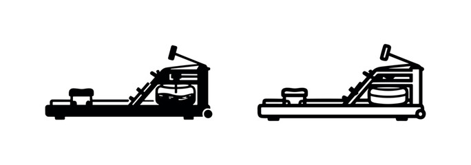 Water rower exercise machine flat and line icons © liubomir118809