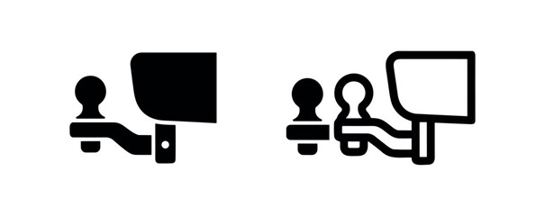 Car tow bar with trailer hitch ball vector icon set, vehicle accessory for towing and transportation.