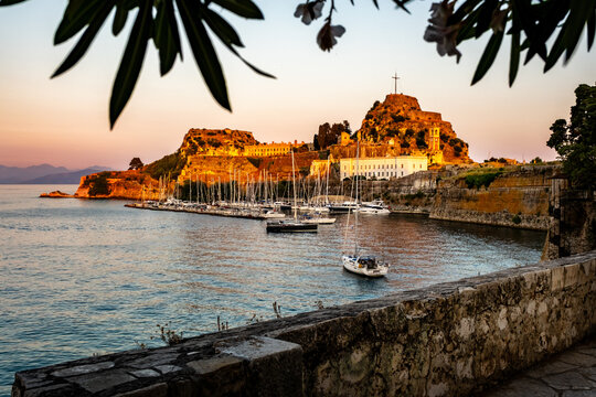Old Venetian fortress of Corfu town, Corfu, Greece. The Old Fortress is a Venetian fortress in the city of Corfu. Venetian Old Fortress (Palaio Frourio), Corfu, Ionian Islands, Greece
