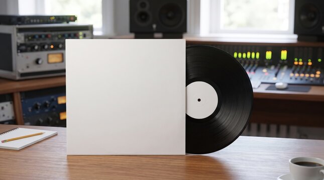 Modern Music Album Vinyl Mockup with Blank Cover Template