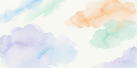 Pastel watercolor clouds drift across a light background, creating a serene and dreamy atmosphere. © GREENPIXEL Art