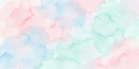 Obraz premium A soft, abstract watercolor wash blends pastel hues of pink, blue, and green, creating a serene and dreamy backdrop perfect for creative projects.