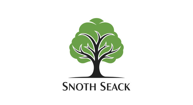 Green Tree Logo with Roots and Text 'SNOTH SEACK' on White Background