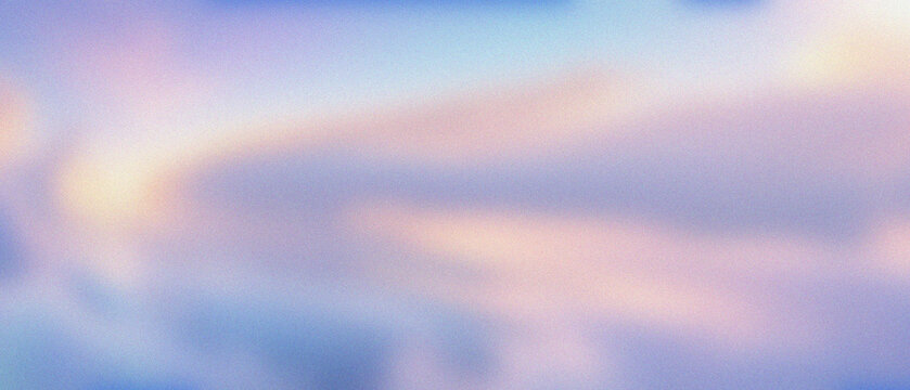 Hazy granulated atmospheric light gently transitions, blending serene pastel peach, soft lavender, and cerulean hues, creating a dreamlike, diffused