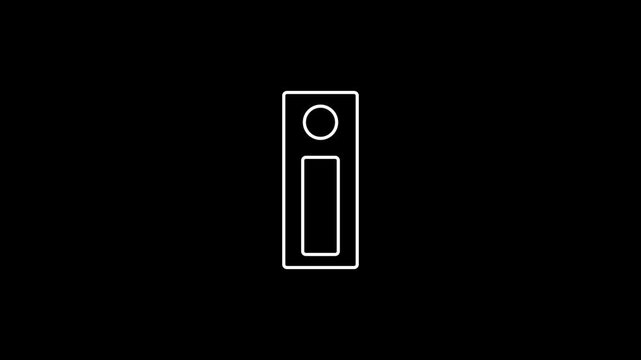 Minimalist White Line Animation of Vertical Office Ring Binder Folder Icon with Document Insert Sign Isolated on Pure Black Background for Corporate Business Administration