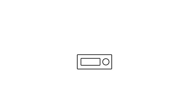 Minimalist Black Line Animation of Horizontal Office Binder Folder Icon with Label and Ring Sign Isolated on White Background for Digital File Management and Document Archiving System Loop