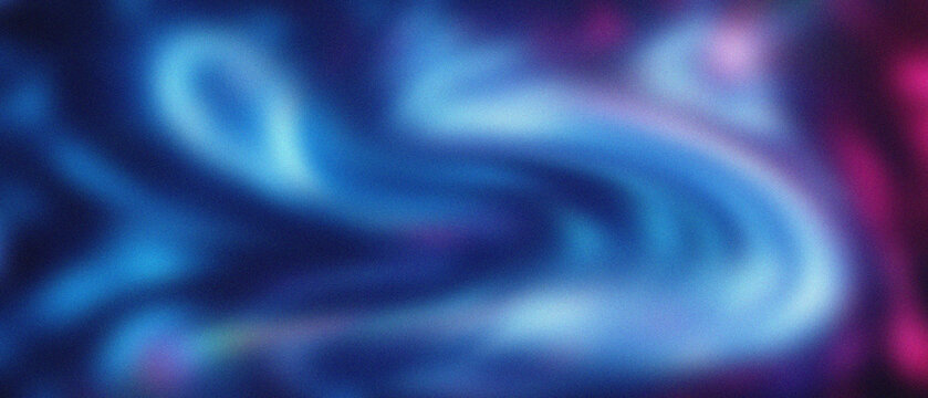 Granular cosmic depths reveal softly undulating cerulean, deep indigo, and ethereal magenta glows within a hazy, fluid abstract canvas.