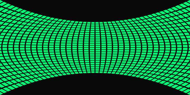 Curved green grid wall modern architectural digital display