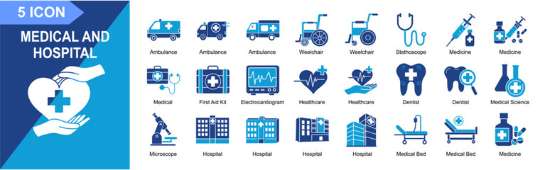 Medical and Hospital Icon Set Solid © Arfan