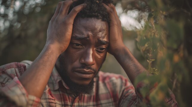 man holding head stressed, man with headache