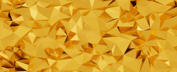 Fotobehang Goud Shiny golden abstract geometric texture with low poly facets  © vegefox.com
