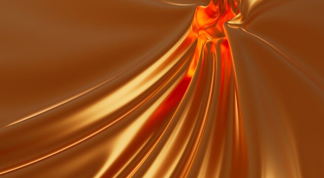 Close-up of flowing bronze or copper material with highlights and shadows