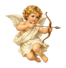 Fototapeta premium PNG Cherubic angel with bow illustration.