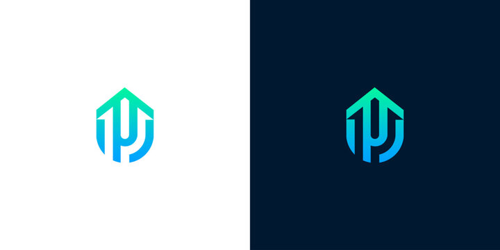 Abstract letter P arrow logo design for business, financial, or real estate growth