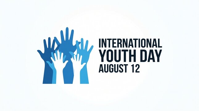 International youth day august 12 celebration with raised hands, august