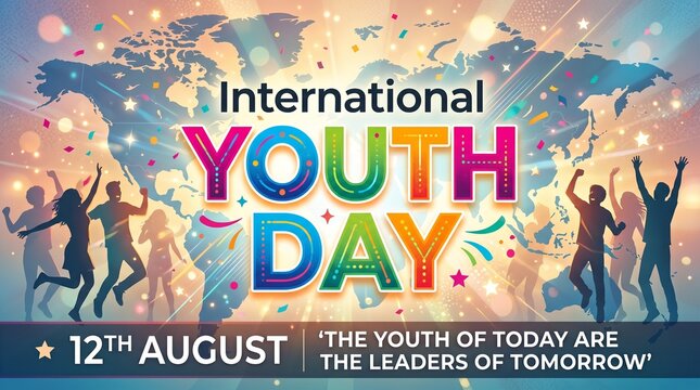 International youth day celebration with diverse group of people, international