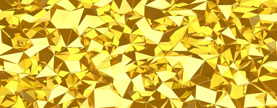 Abstract seamless pattern of sparkling gold facets and geometric shapes
