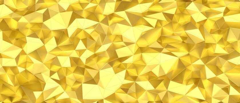 Detailed golden low poly geometric texture abstract background pattern