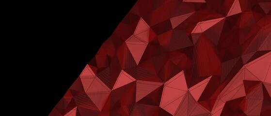 Naklejka premium Abstract red polygonal geometric background texture with black space