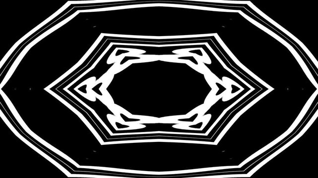 Black White Hexagon Kaleidoscope Background for Futuristic Stage Visuals