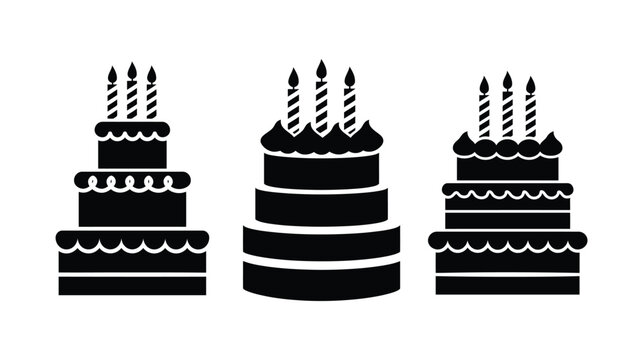 Cake vector icon collection dessert birthday celebration