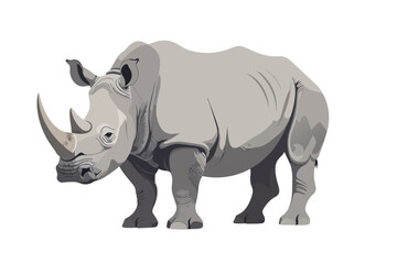 Realistic Rhinoceros Vector Illustration © Chathuranga