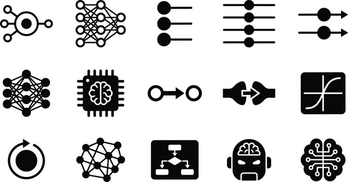 Set of artificial intelligence and machine learning icons