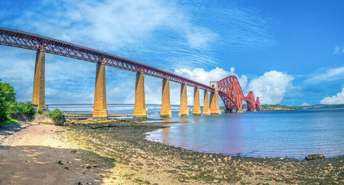 Forth Bridge across the Firth of Forth west of central Edinburgh, East Scottland