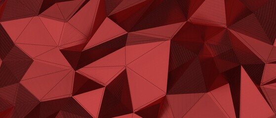 Fototapeta premium Abstract red polygonal texture background with seamless geometric pattern
