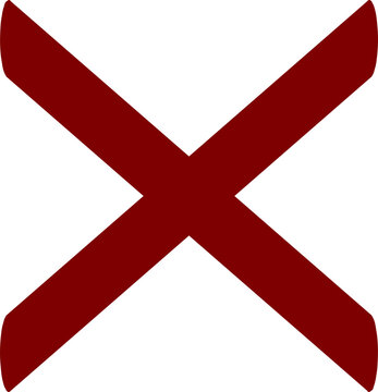 Red X symbol. Cancel or reject icon. isolated on transparent background