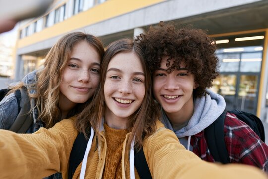 After School Selfie Moment With Teen Friends