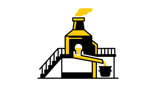 Distillery Equipment Icon: Alcohol Production, Brewing Process, Industrial Design
