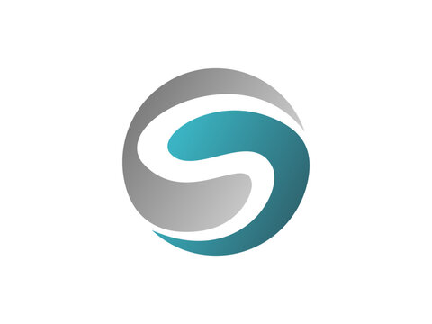 abstract letter S logo desgn with sea green and gray circle color gradient