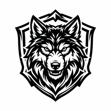 Fierce wolf head mascot logo design on a white background
