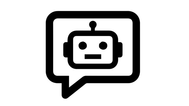 Robot chat icon, chatbot symbol, AI bot logo, vector illustration