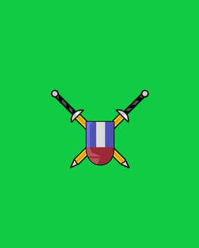 illustration of 2 pencils and an eraser like a sword and shield