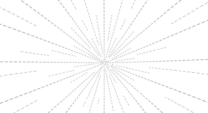 Abstract radial dashed lines creating perspective and motion on a white background