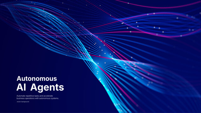 Futuristic digital transformation concept with dynamic neon lines and information flow. Modern technology backdrop for automation, cloud computing AI solutions enterprise modernization and innovation.
