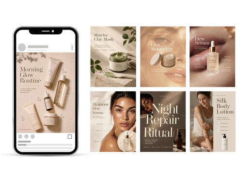 Aesthetic Style Skincare Social Media Post Set