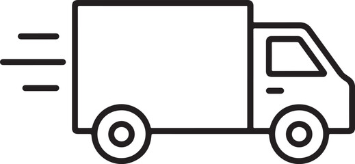 Fast delivery van icon black outline on white background © Design Hunter