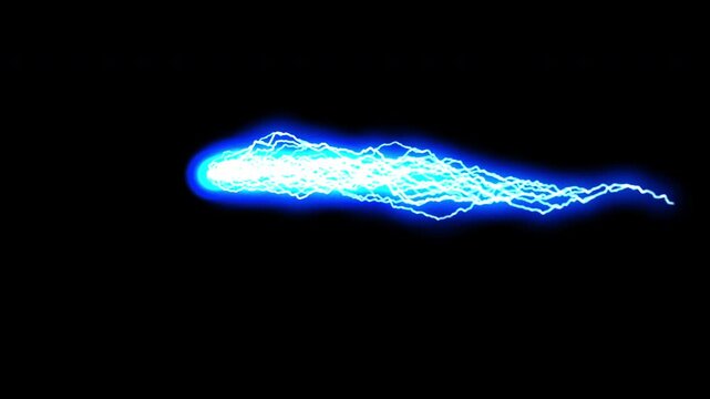 Seamless Loop Animation of Powerful Lightning Bolt Striking on Black Background. 4K Video