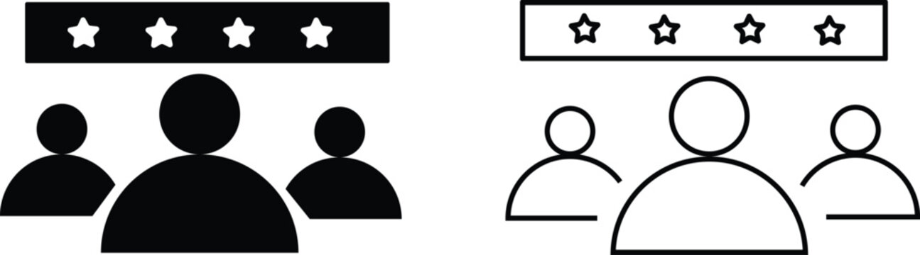 Customer rating icon set.  E-commerce store website interface design. Five star review evaluation and user feedback components. Product satisfaction ranking and client recommendation symbols
