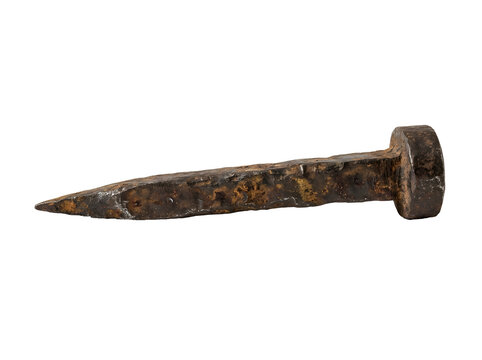 Old rusty railroad spike isolated on transparent background