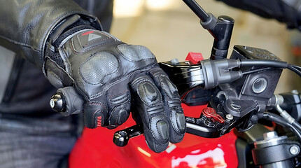 Fototapeta premium Use of gloves for riding safety.